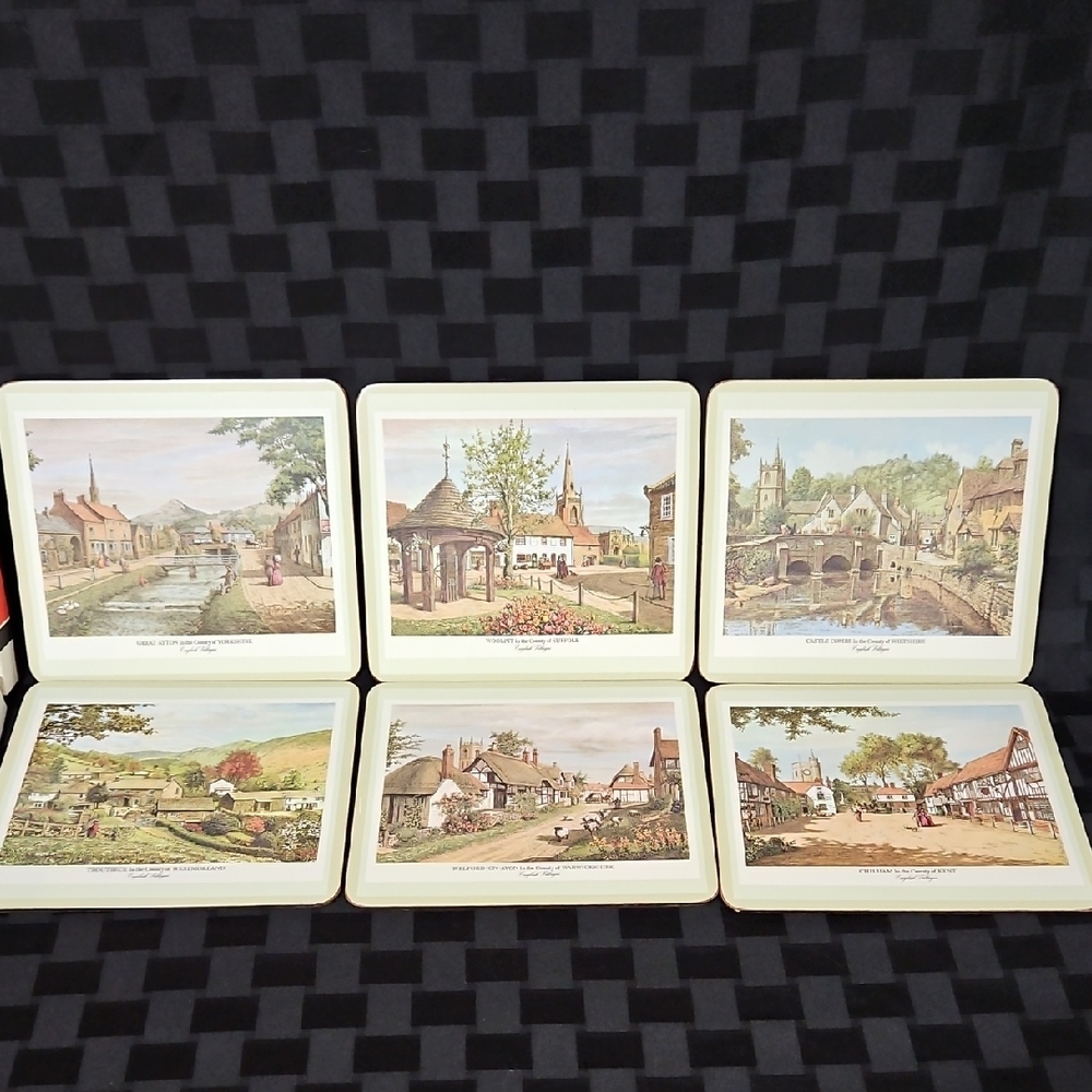 Pimpernel Village Scene Wall Art/Placemats with Cork Backs, Set of 6
